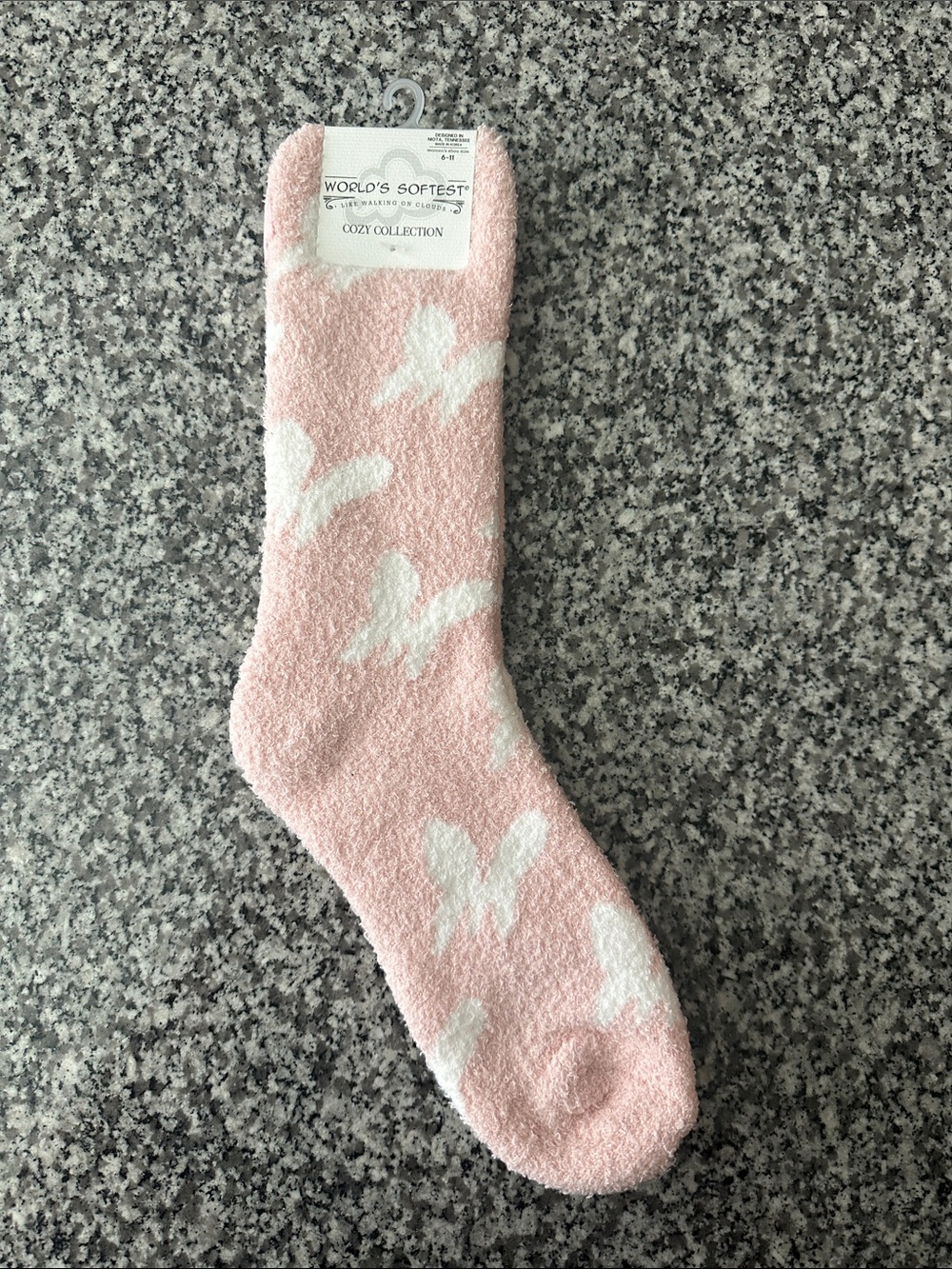 World's Softest Cozy Pink Butterfly Fuzzy Socks